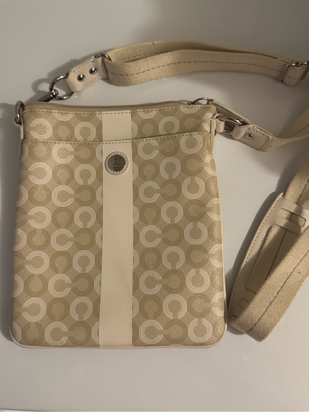 Coach Beige Chalk Signature Canvas Crossbody